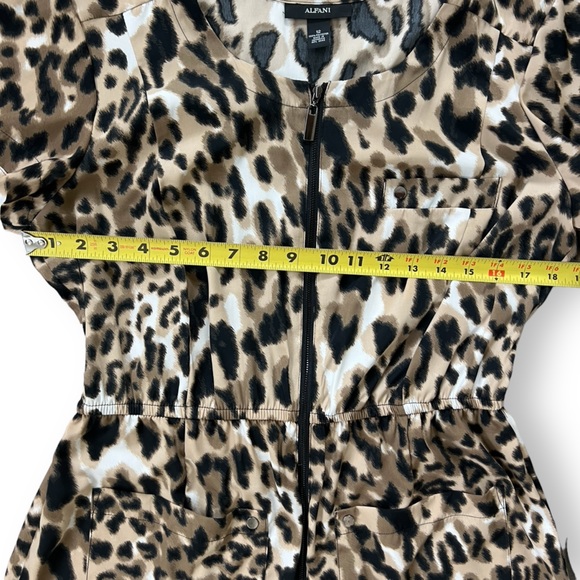 ALFANI Cheetah Animal Print Dress Zip Front Elastic Waist Pockets - Picture 8 of 10